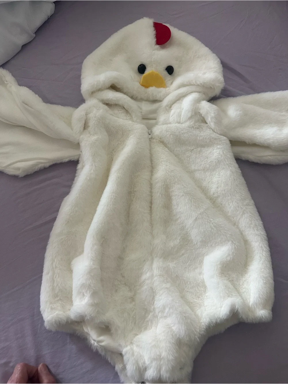 White Fuzzy Chicken Hooded Kids Pajamas/ costume LIKE NEW size 2T